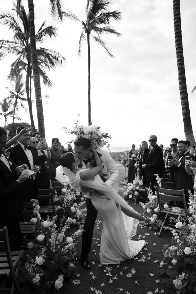 Christina and Henry's Wedding at Four Seasons Resort Hualalai in Hawaii | Shant Atarian Photography | First kiss during wedding ceremony