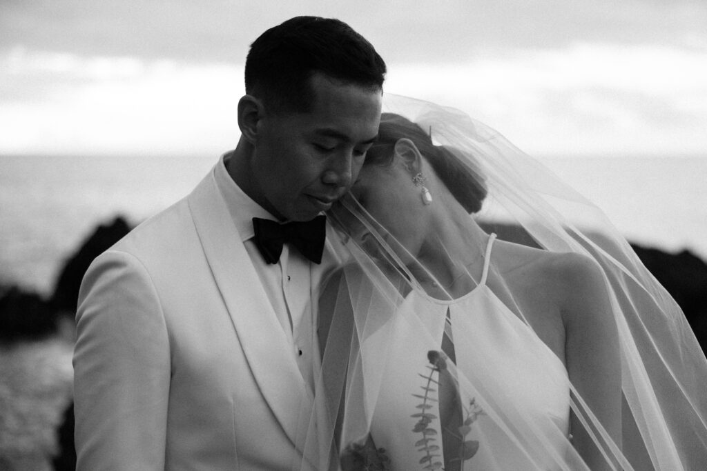 Christina and Henry's Wedding at Four Seasons Resort Hualalai in Hawaii | Shant Atarian Photography | Bride and groom black and white  photos